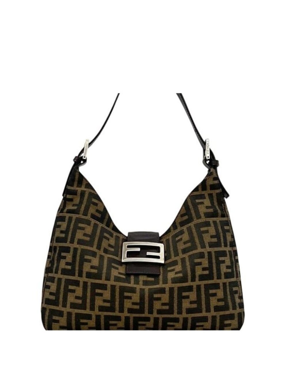 Fendi Shoulder Bag Mamma Bucket Zucca 038 Canvas Leather Khaki Green